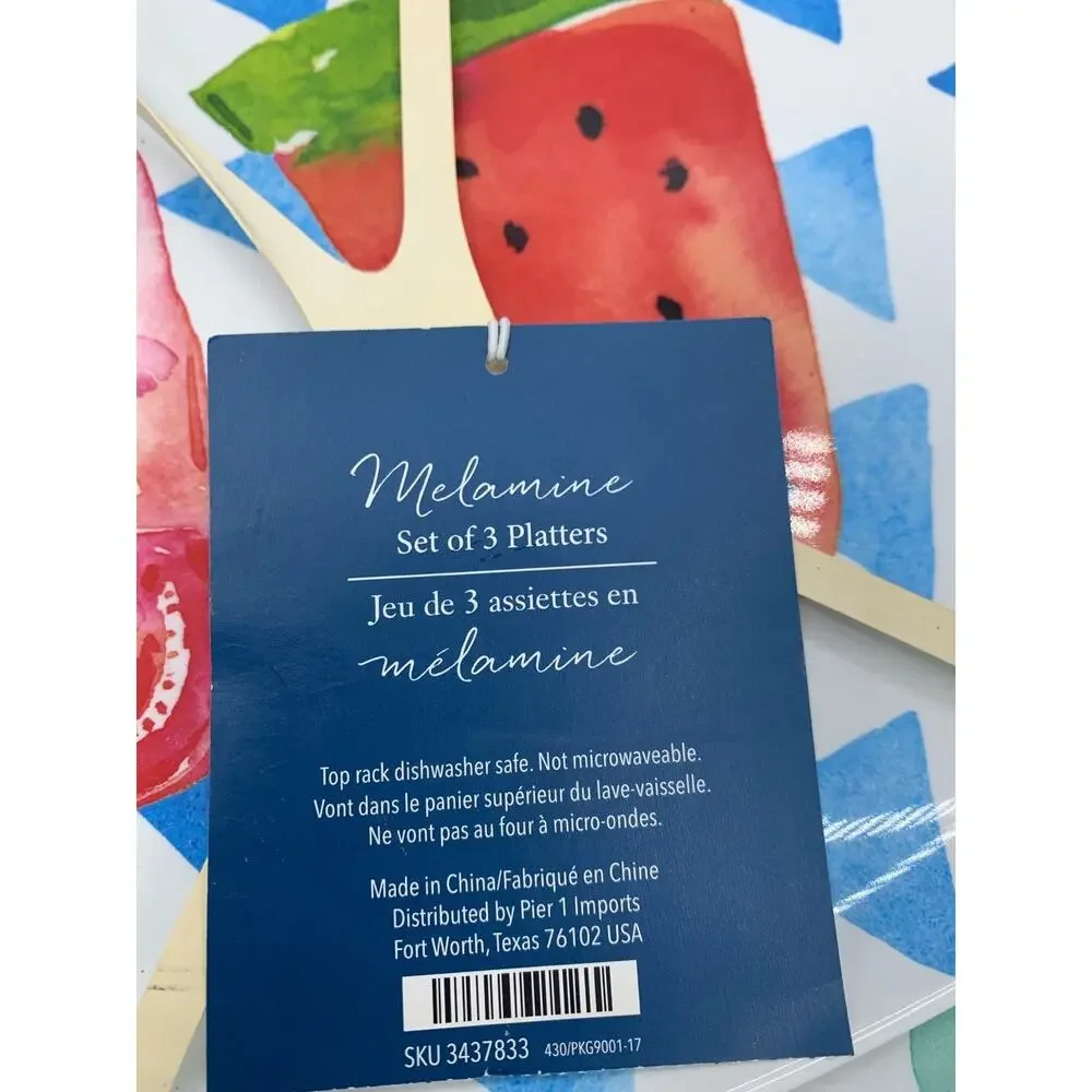Pier 1 Summer Cool Treats Melamine Platters Set of 3 NWT